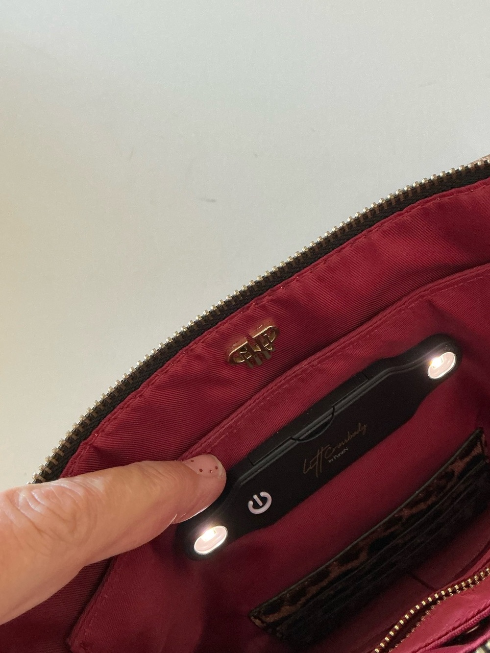 Litt Crossbody by PurseN Leopard Print Bag Lighted Interior RFID Travel Purse - Picture 11 of 16